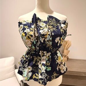 Anthropologie Navy Floral Blouse